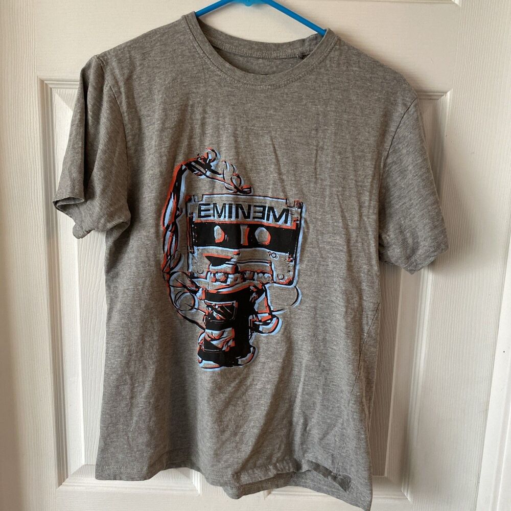 Eminem Men’s Medium Gray T Shirt Cassette Tape Crew Neck